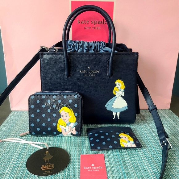Kate Spade Disney Alice in Wonderland Bag, Wallet, & Card Holder Set - Picture 4 of 16